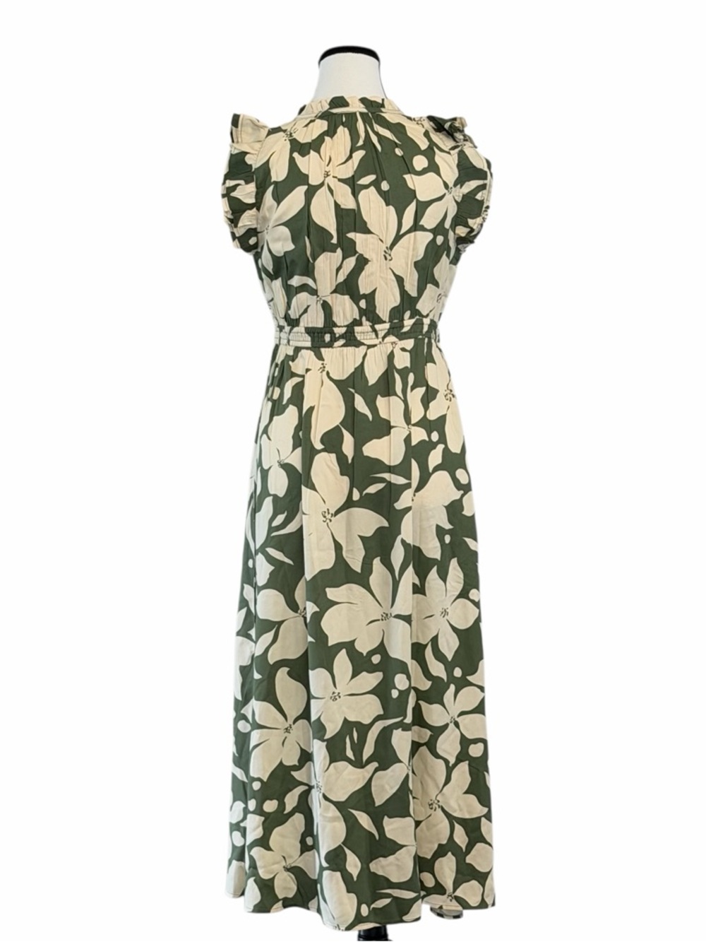 🌿 Cabi Havana Floral Midi Dress XS Green White A-Line NWOT - Picture 6 of 6